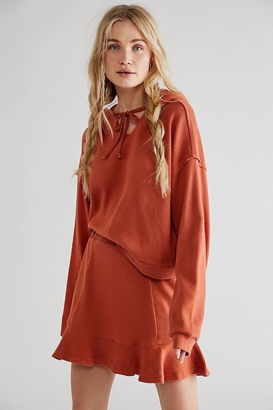 Free People Beach Women’s XS Social Set Cropped Hoodie Matching Set Flare Skirt